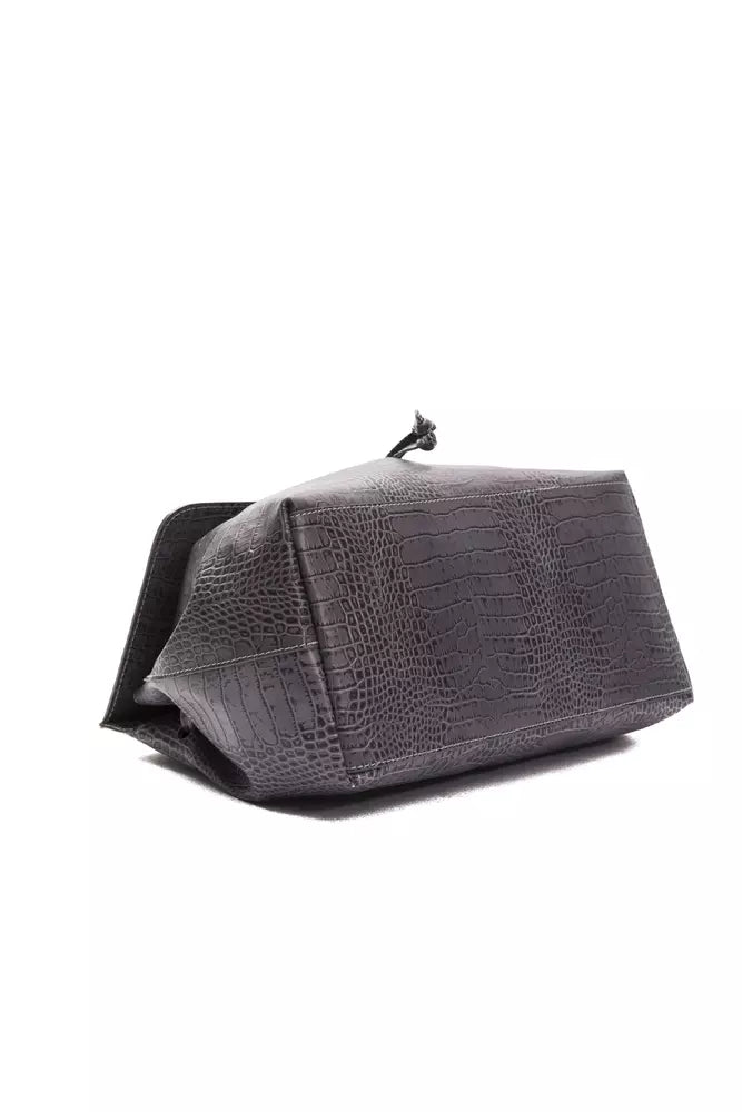 Grey leather ladies handbag