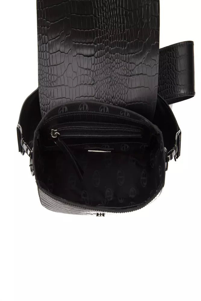 Pompei Donatella Schwarze Leder Damen Crossbody Tasche