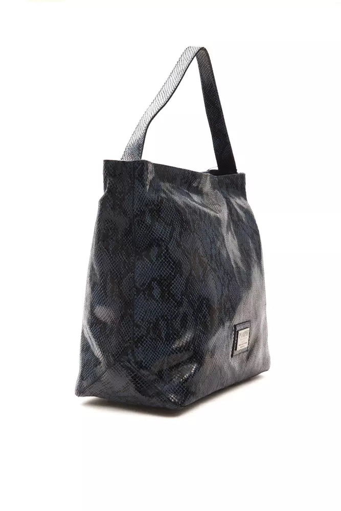 Blue leather ladies shoulder bag