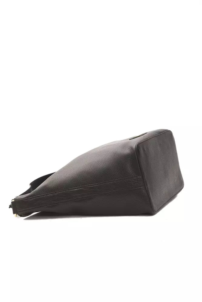 Black leather ladies shoulder bag