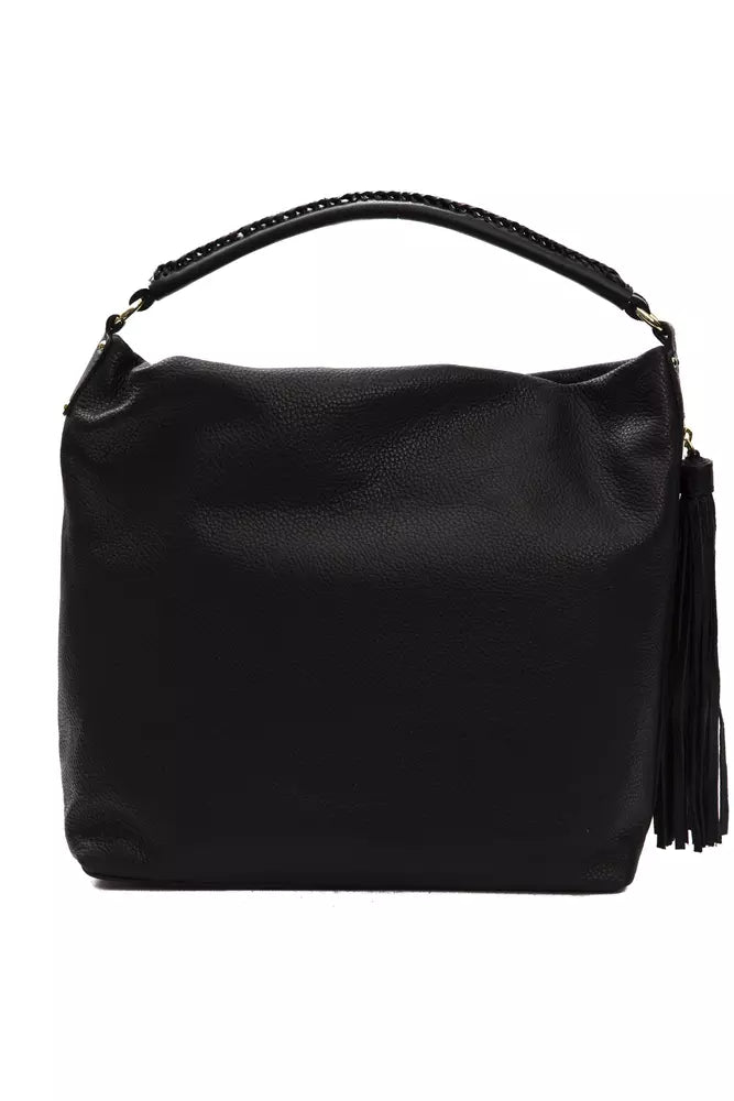 Black leather ladies shoulder bag