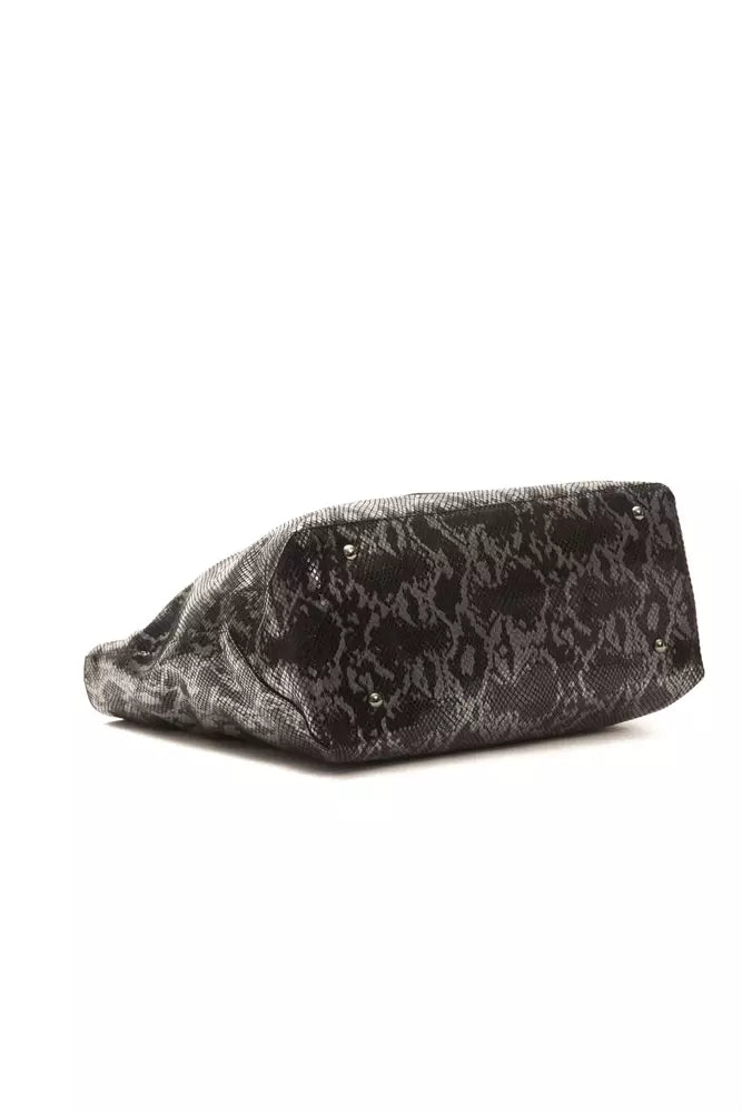 Grey leather ladies shoulder bag