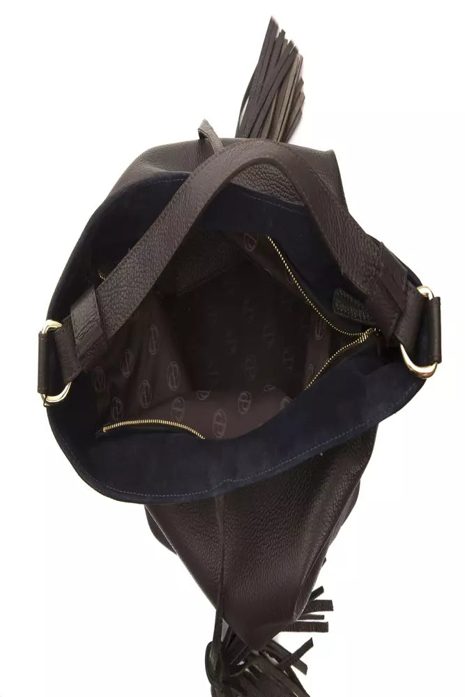 Brown leather ladies shoulder bag