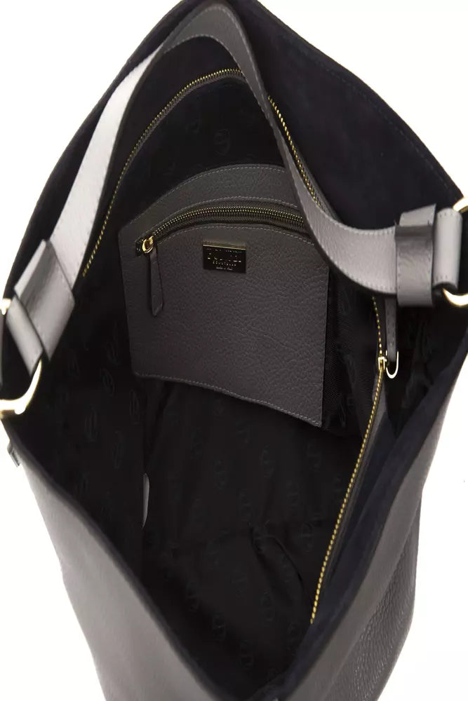 Grey leather ladies shoulder bag