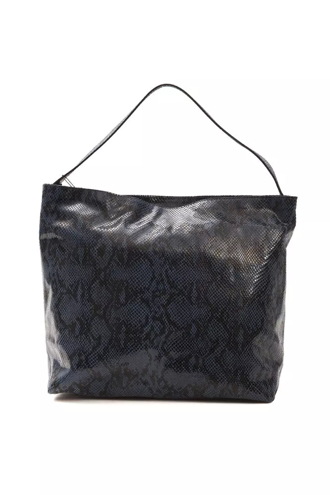 Blue leather ladies shoulder bag