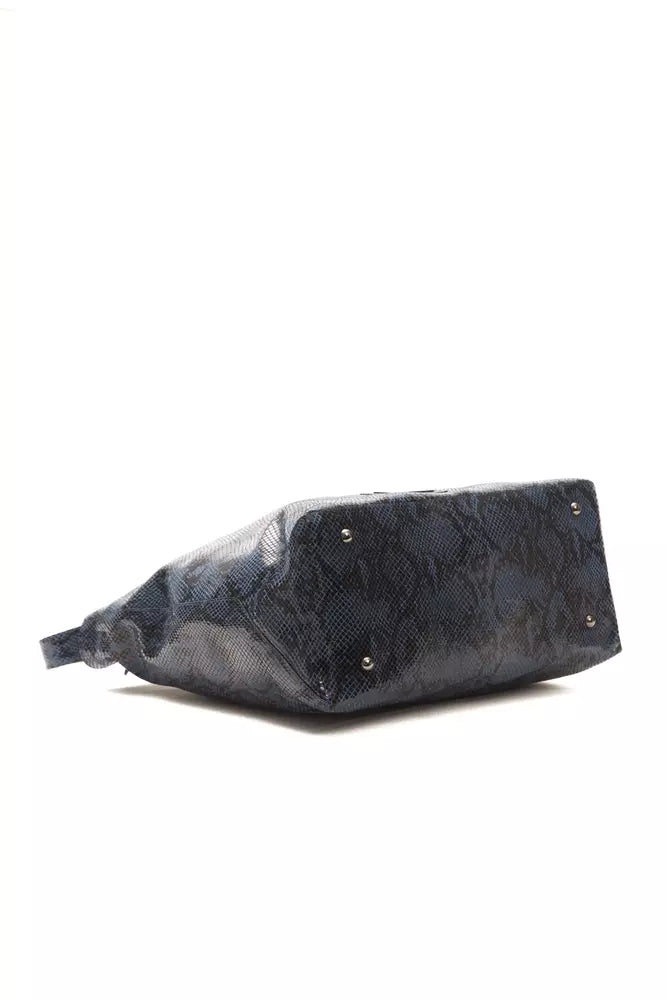 Blue leather ladies shoulder bag