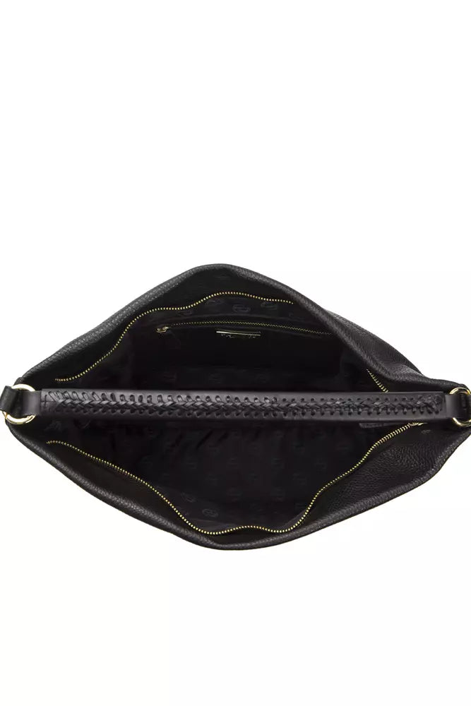 Black leather ladies shoulder bag