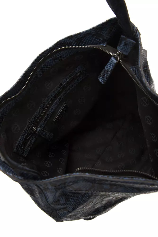 Blue leather ladies shoulder bag