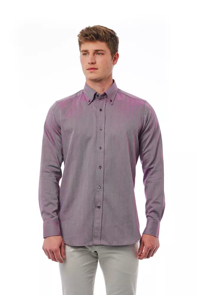 Burgundy cotton shirt for men
