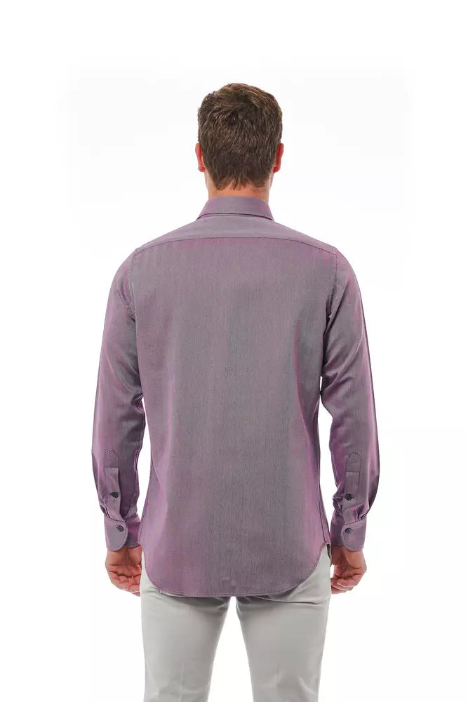 Burgundy cotton shirt for men