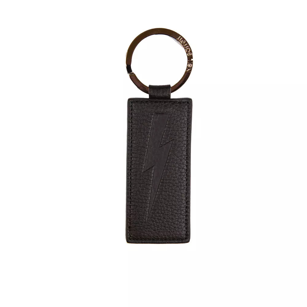 Black leather men's keychain