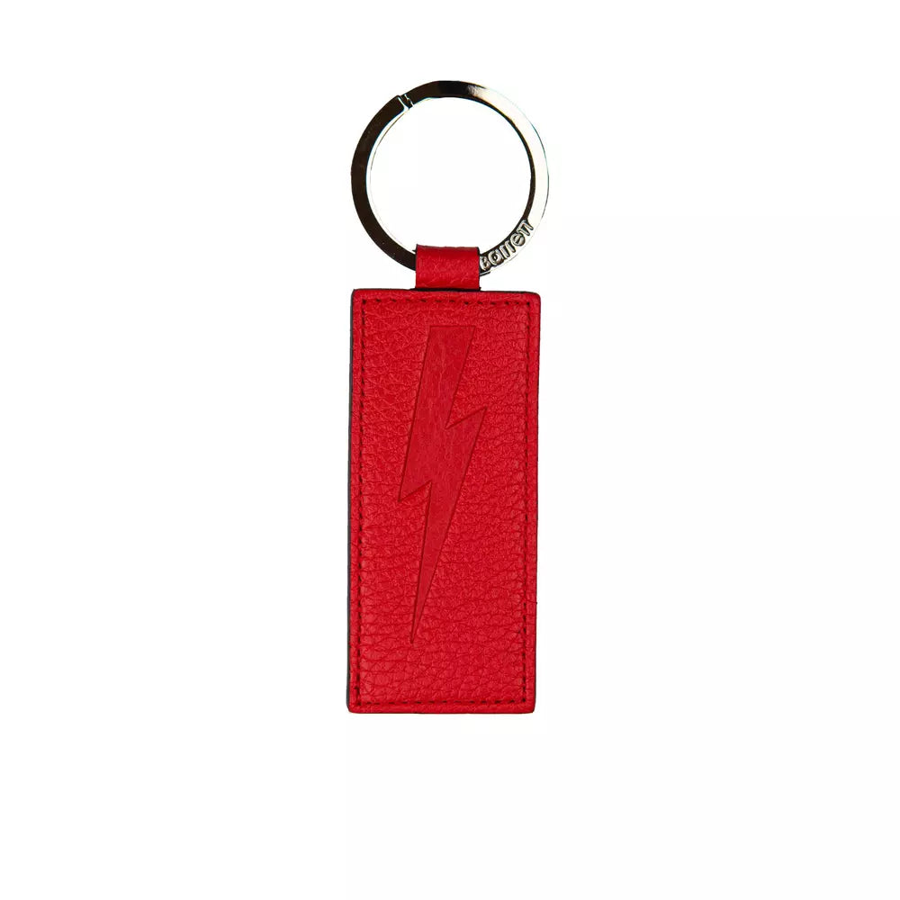 Red leather men's keychain