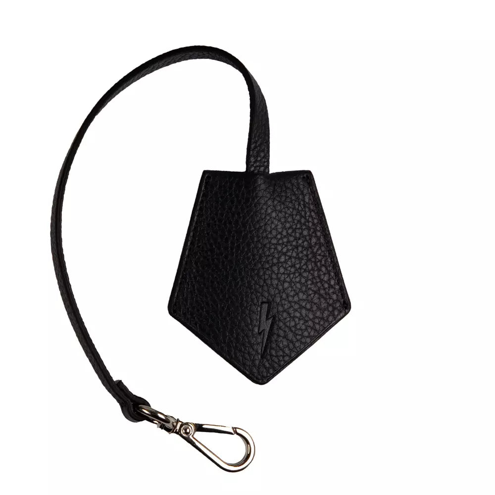 Black leather men's keychain