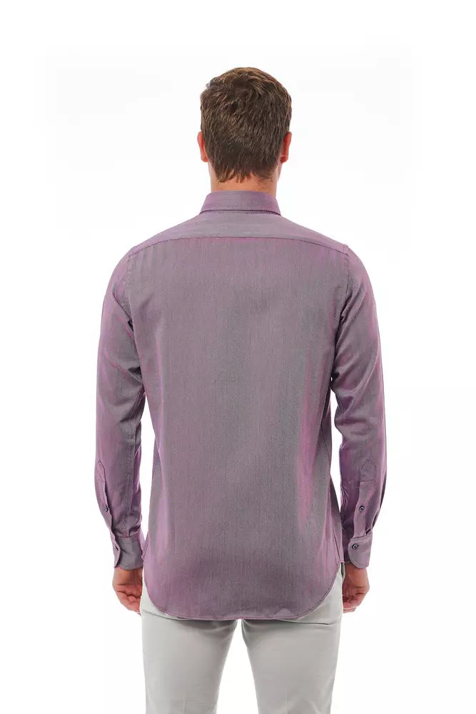 Burgundy cotton shirt for men