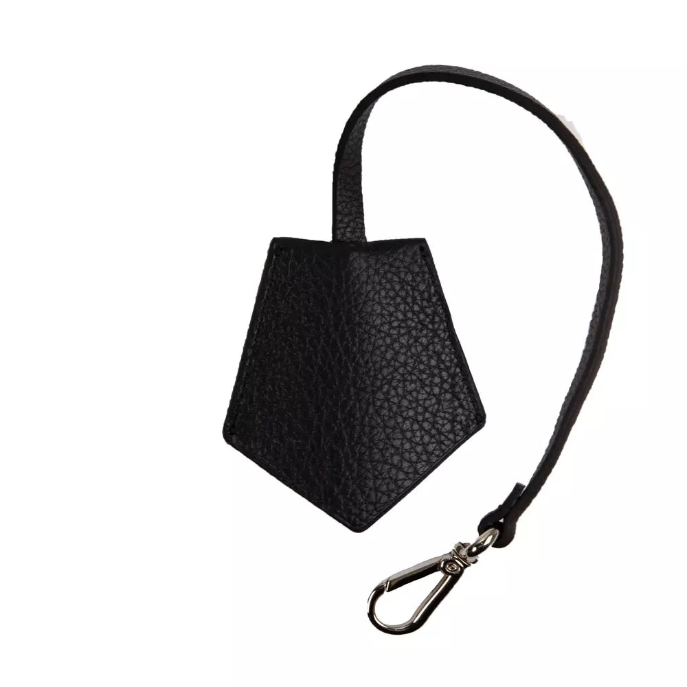Black leather men's keychain