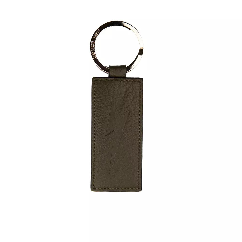 Green leather men's keychain