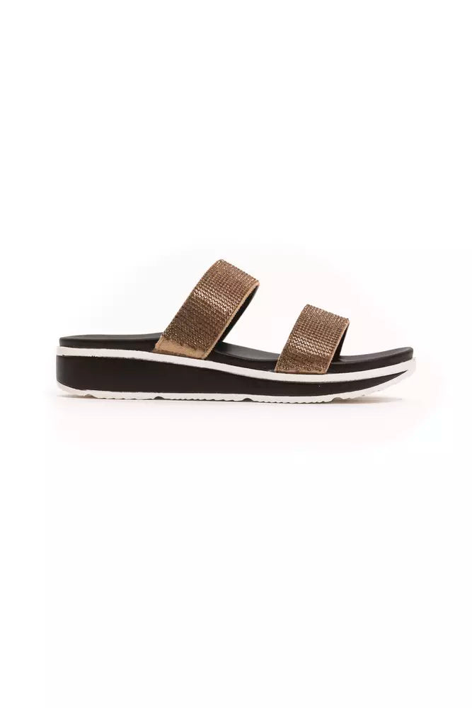 Beige textile women's sandals