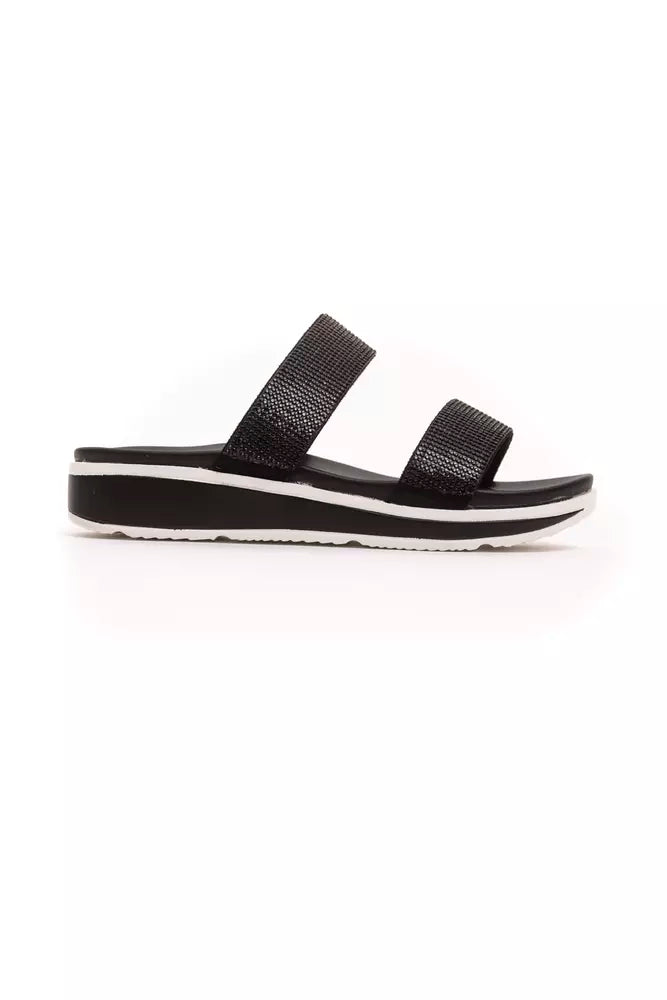 Black textile women's sandals