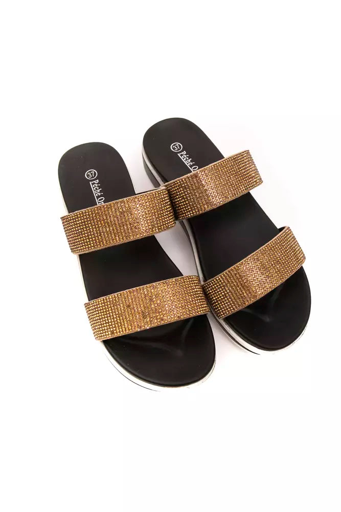 Beige textile women's sandals
