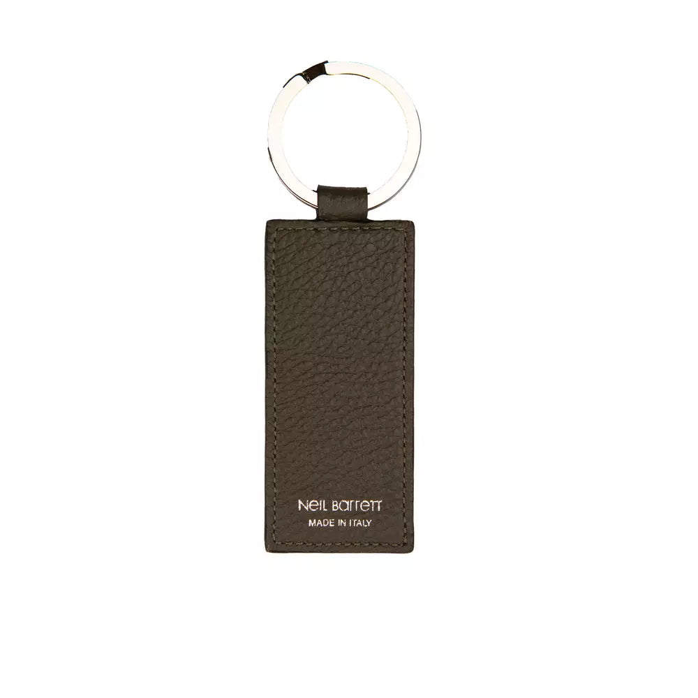 Green leather men's keychain
