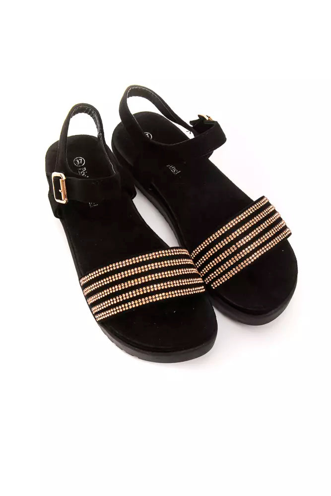 Gold textile women's sandals