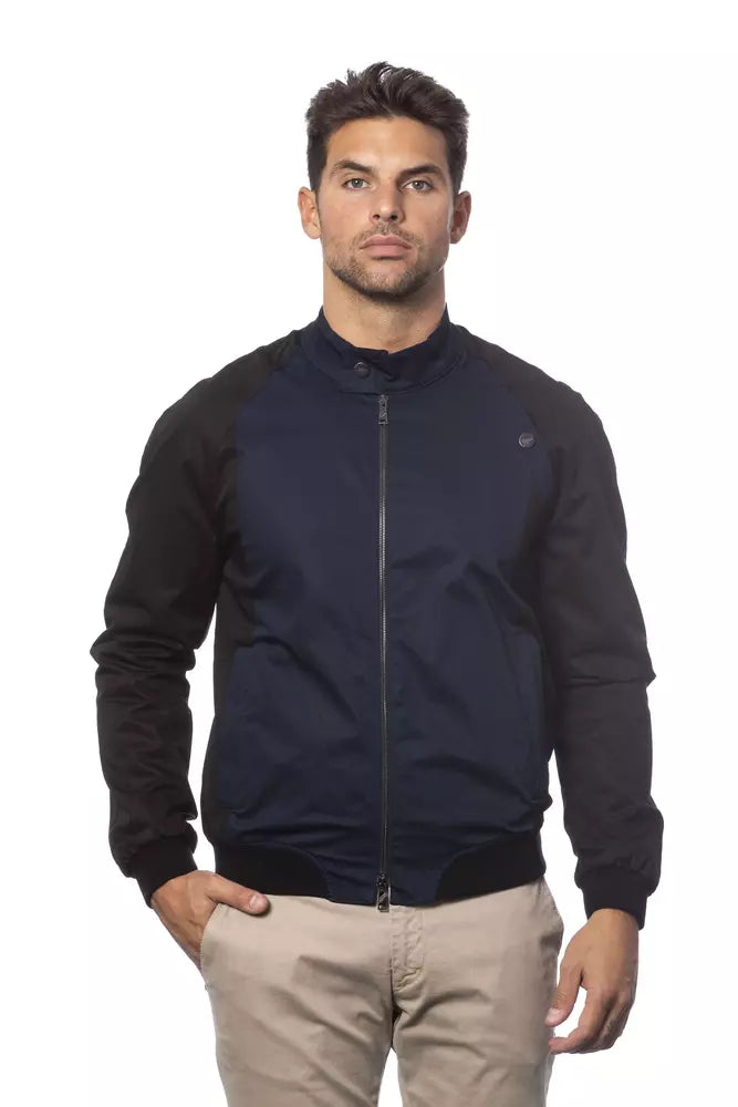 Blue cotton bomber jacket for men