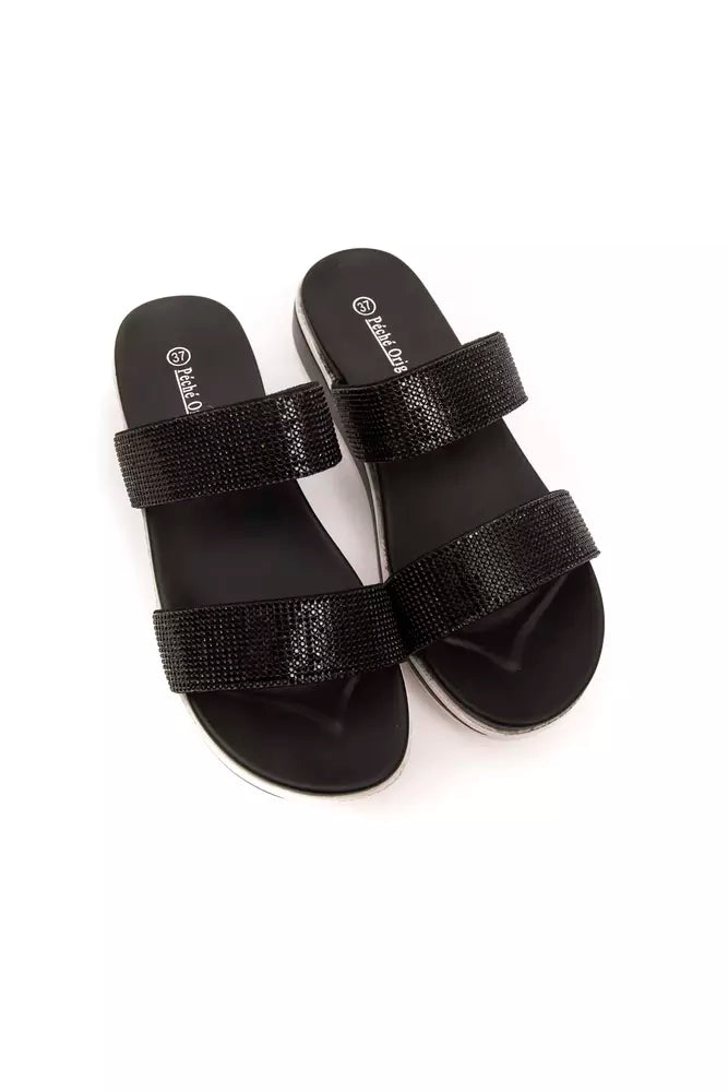Black textile women's sandals