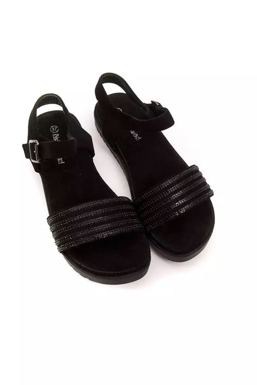 Black textile women's sandals