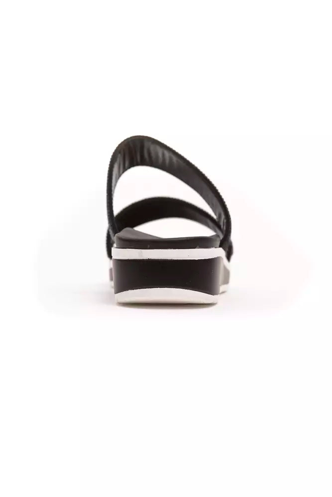 Black textile women's sandals