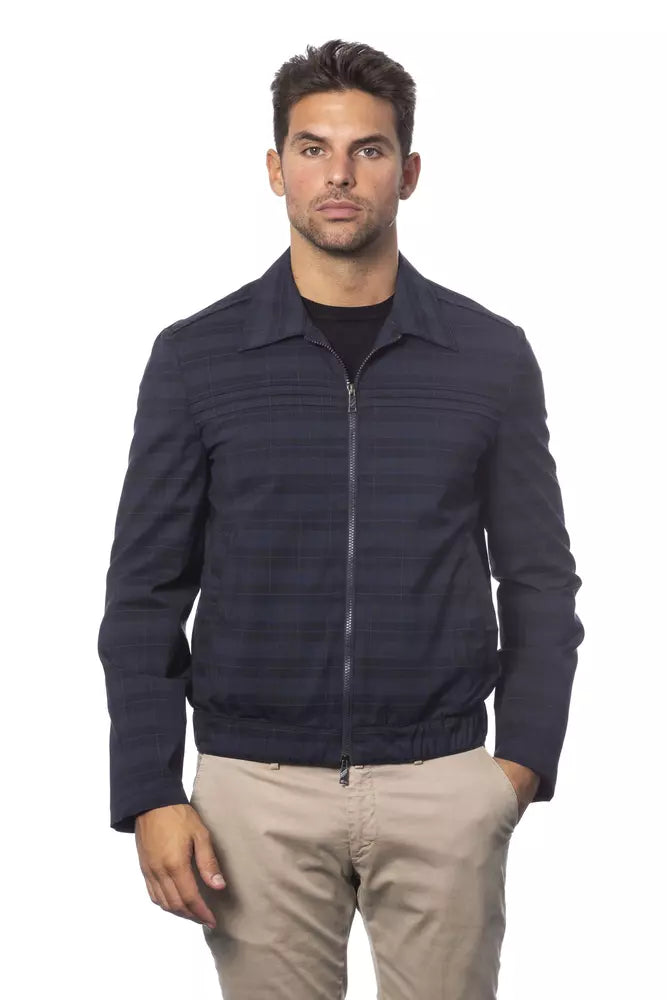 Blaue Bomberjacke aus Wolle für Männer