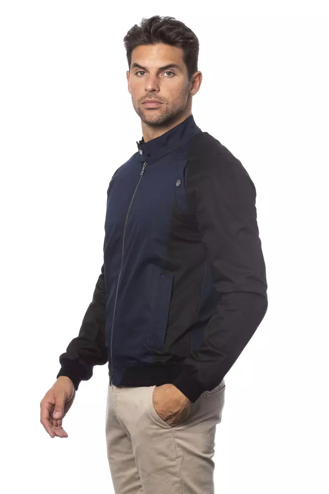 Blue cotton bomber jacket for men