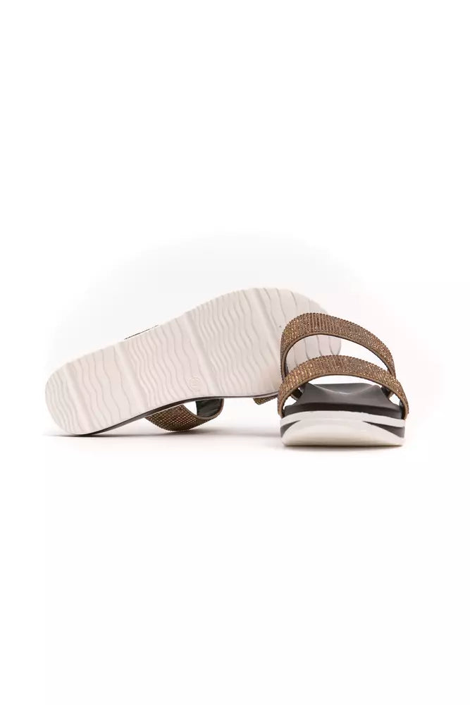 Beige textile women's sandals