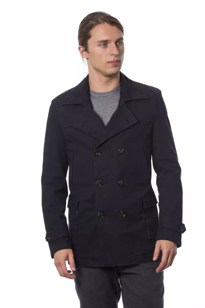 Elegant double-breasted blue blazer