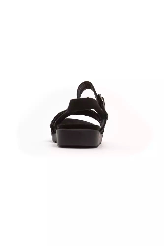 Schwarze Textil Damen Sandale