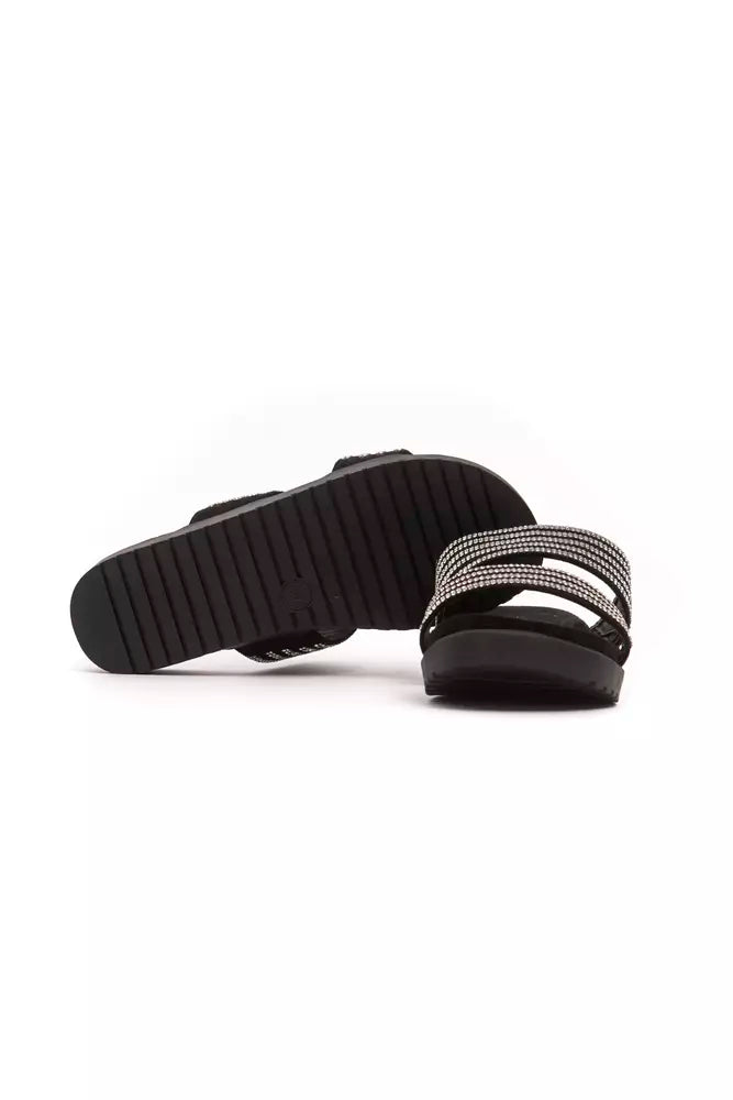 Silver textile women's sandals