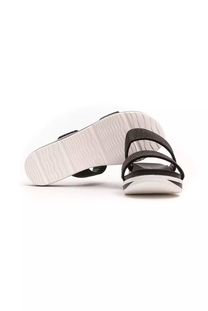 Black textile women's sandals