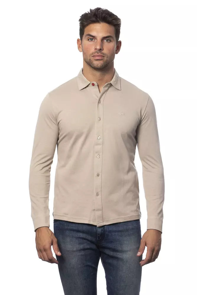 Beige cotton men's shirt