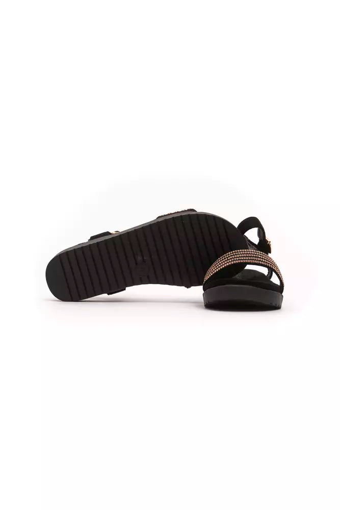 Gold textile women's sandals
