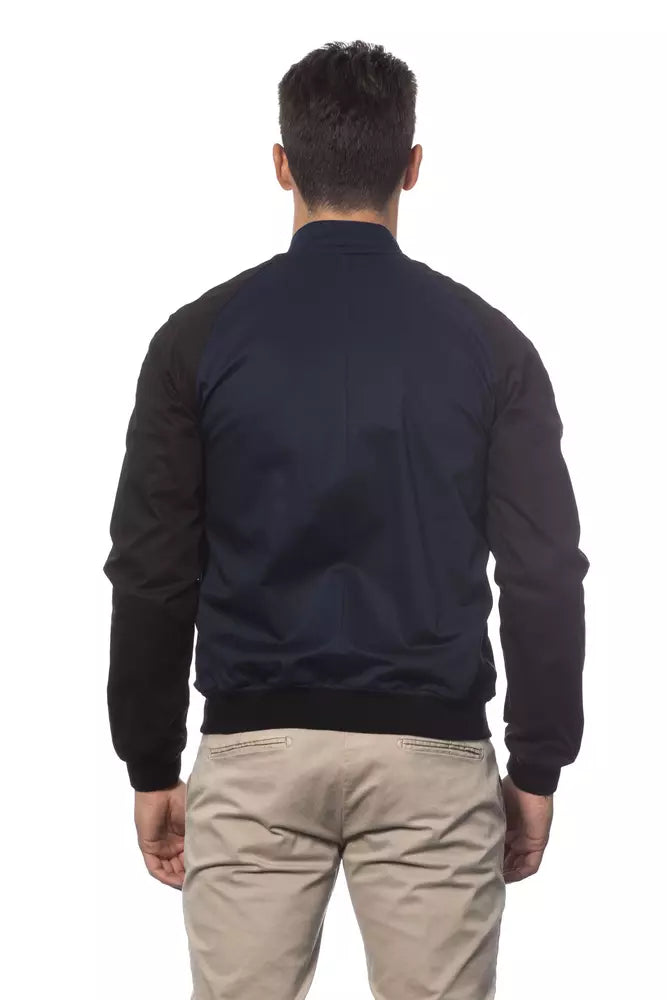Blue cotton bomber jacket for men