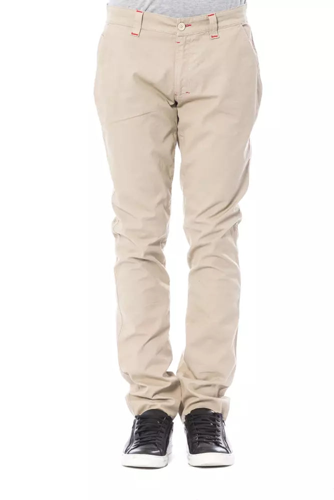 Beige Cotton Men's Chino Pants