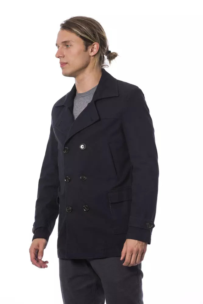 Elegant double-breasted blue blazer