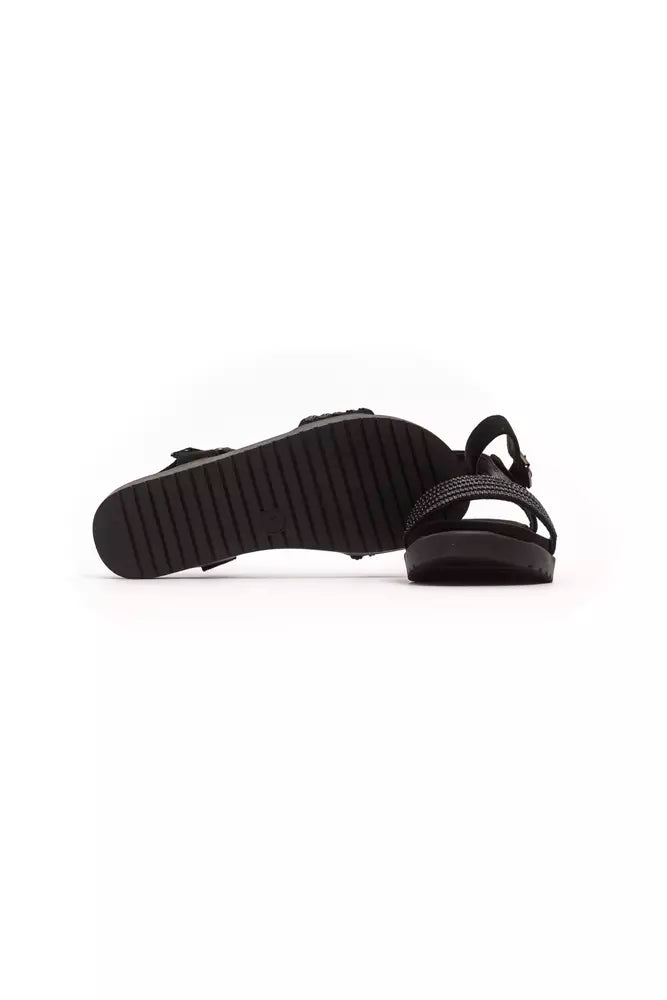 Schwarze Textil Damen Sandale