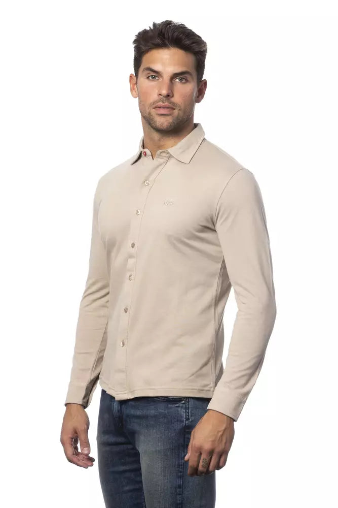 Beige cotton men's shirt