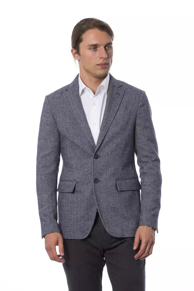 Elegant blue single-breasted blazer
