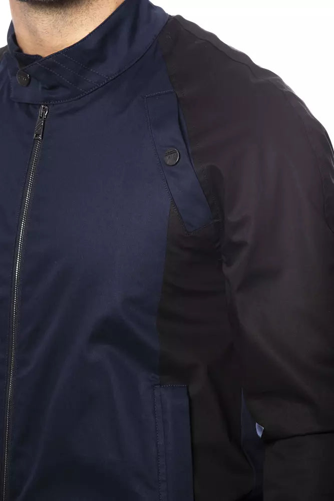 Blue cotton bomber jacket for men