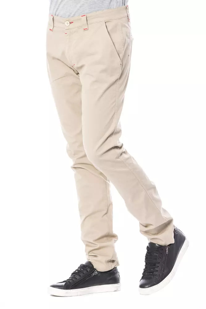 Beige Cotton Men's Chino Pants