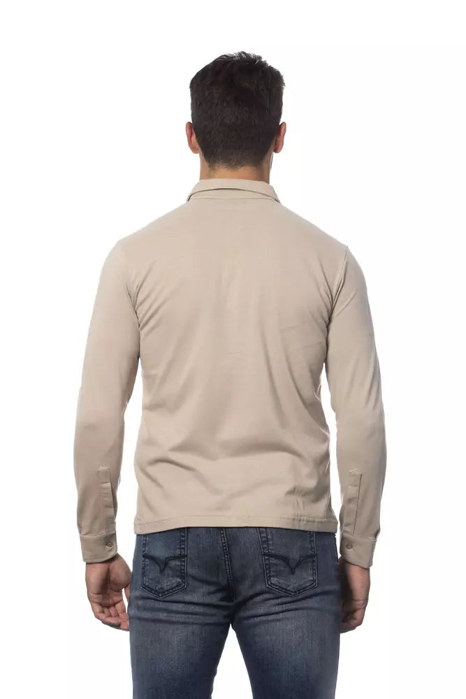 Beige cotton men's shirt