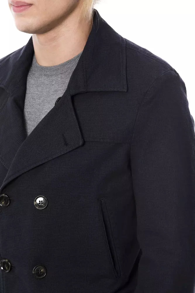 Elegant double-breasted blue blazer