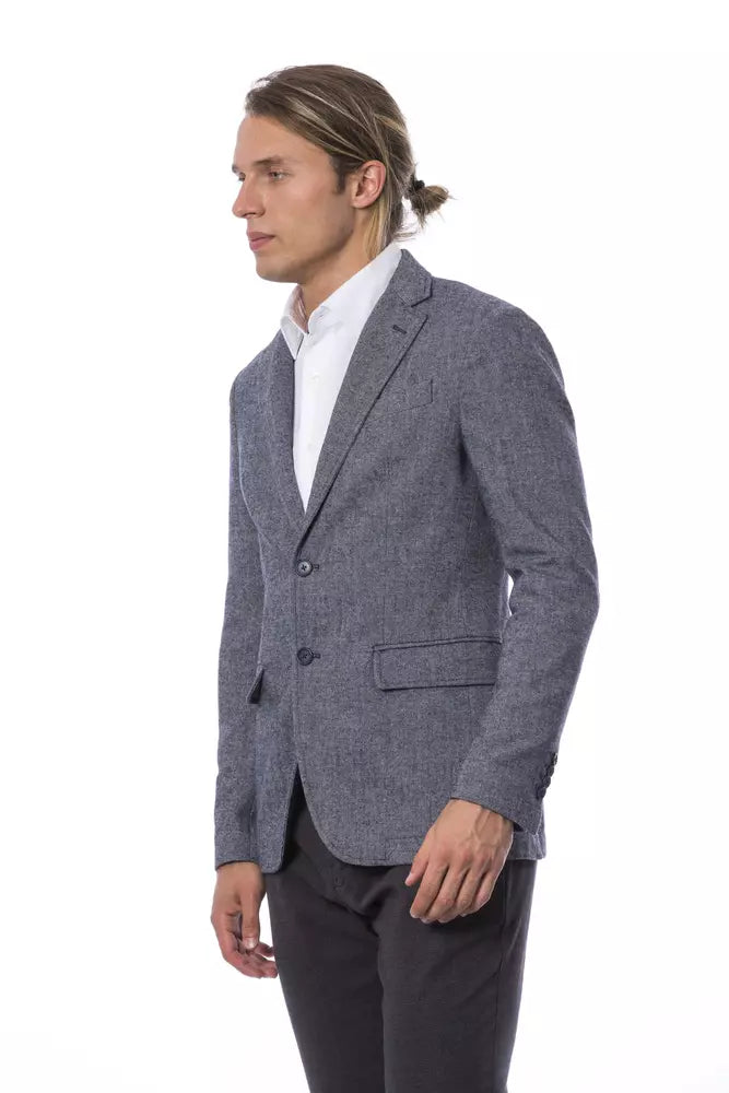 Elegant blue single-breasted blazer
