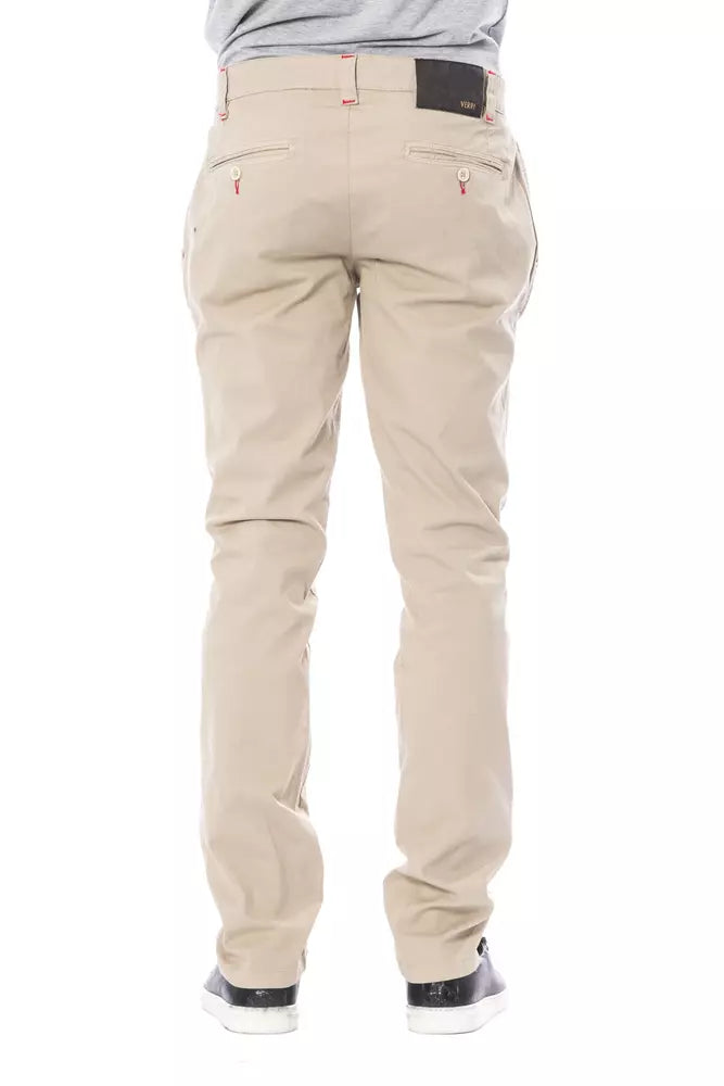 Beige Cotton Men's Chino Pants